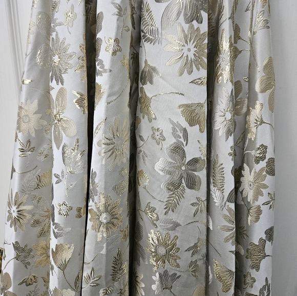 Mac Duggal Brocade Strapless White Golden Floral High Low Gown 49619 SZ 6 NWT - Picture 9 of 13